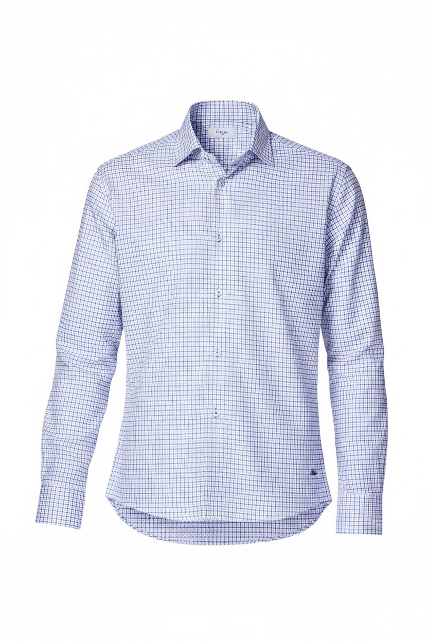 Classic Blue Checkered Long Sleeve Shirt photo 1