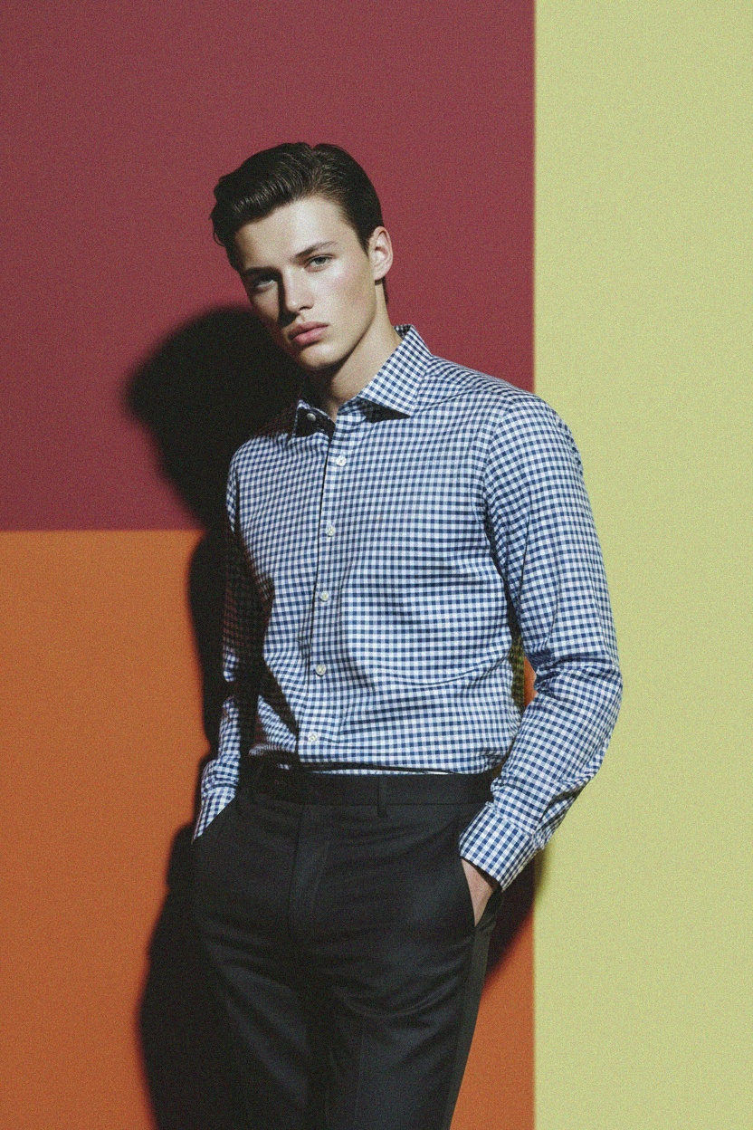 Classic Blue Checkered Long Sleeve Shirt photo 2