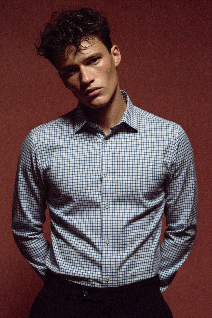 Classic Blue Checkered Long Sleeve Shirt photo 3
