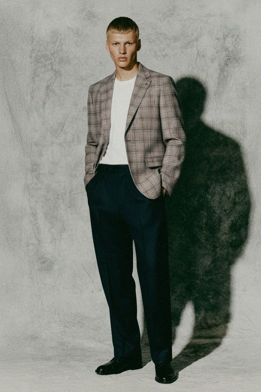 Classic Plaid Blazer with Notch Lapel photo 2