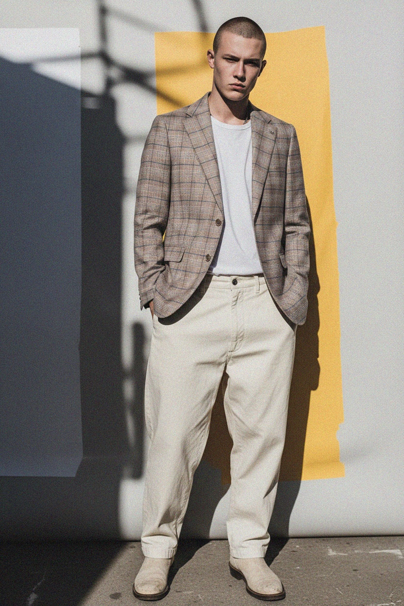 Classic Plaid Blazer with Notch Lapel photo 3