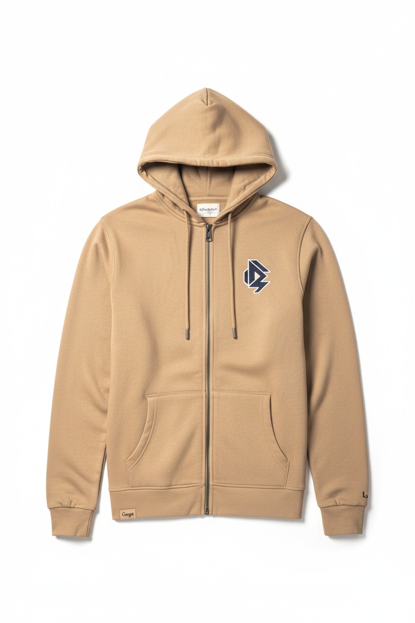 Full-Zip Hoodie with College Dept Logo - Beige photo 1