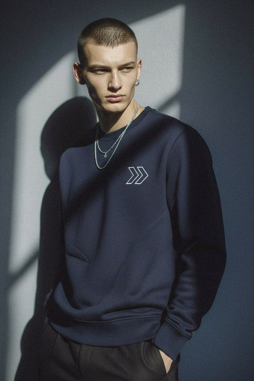 Classic Crew Neck Sweatshirt with Graphic Detail photo 2