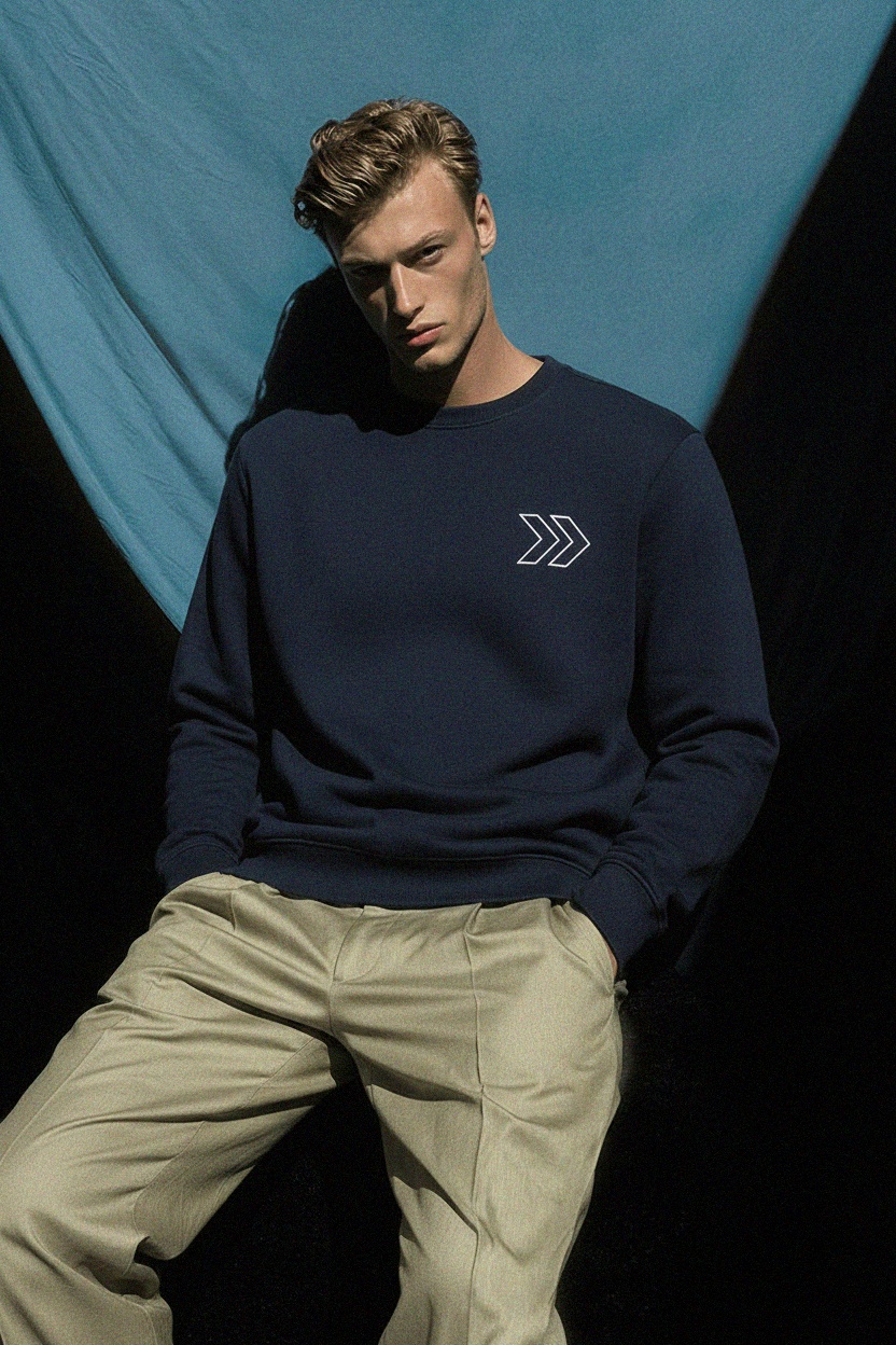 Classic Crew Neck Sweatshirt with Graphic Detail photo 3