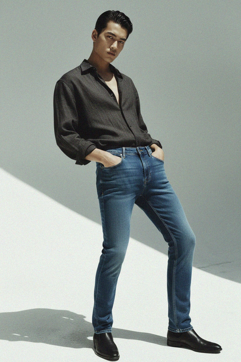 Classic Blue Slim Fit Denim Jeans photo 2