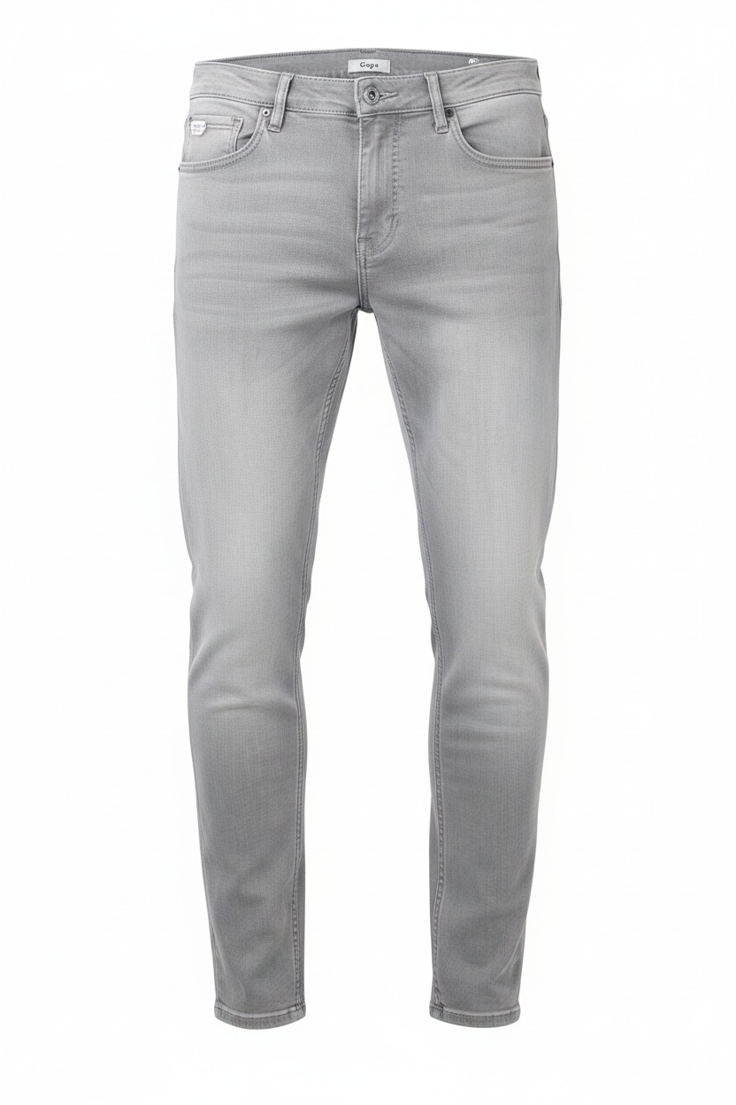 Light Grey Slim Fit Denim Jeans photo 1
