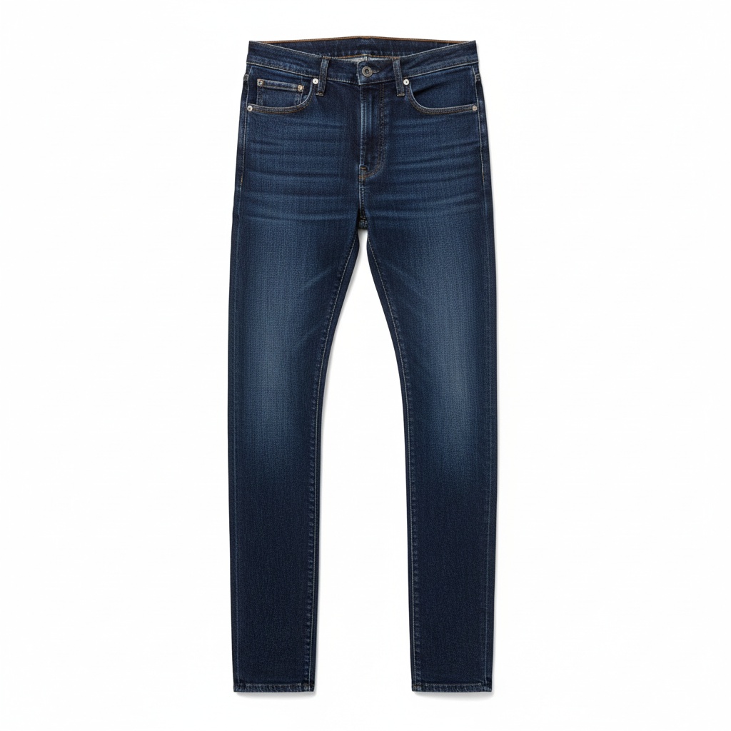 Classic Dark Blue Slim Fit Denim Jeans photo 1