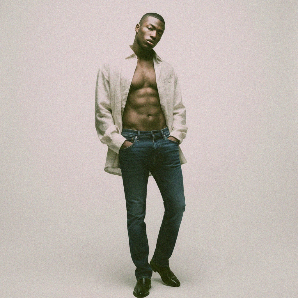 Classic Dark Blue Slim Fit Denim Jeans photo 2