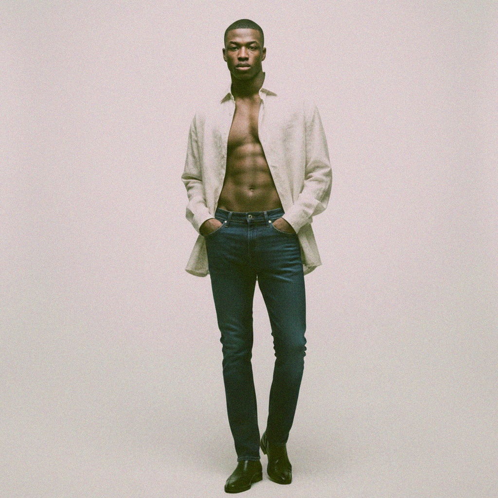 Classic Dark Blue Slim Fit Denim Jeans photo 3