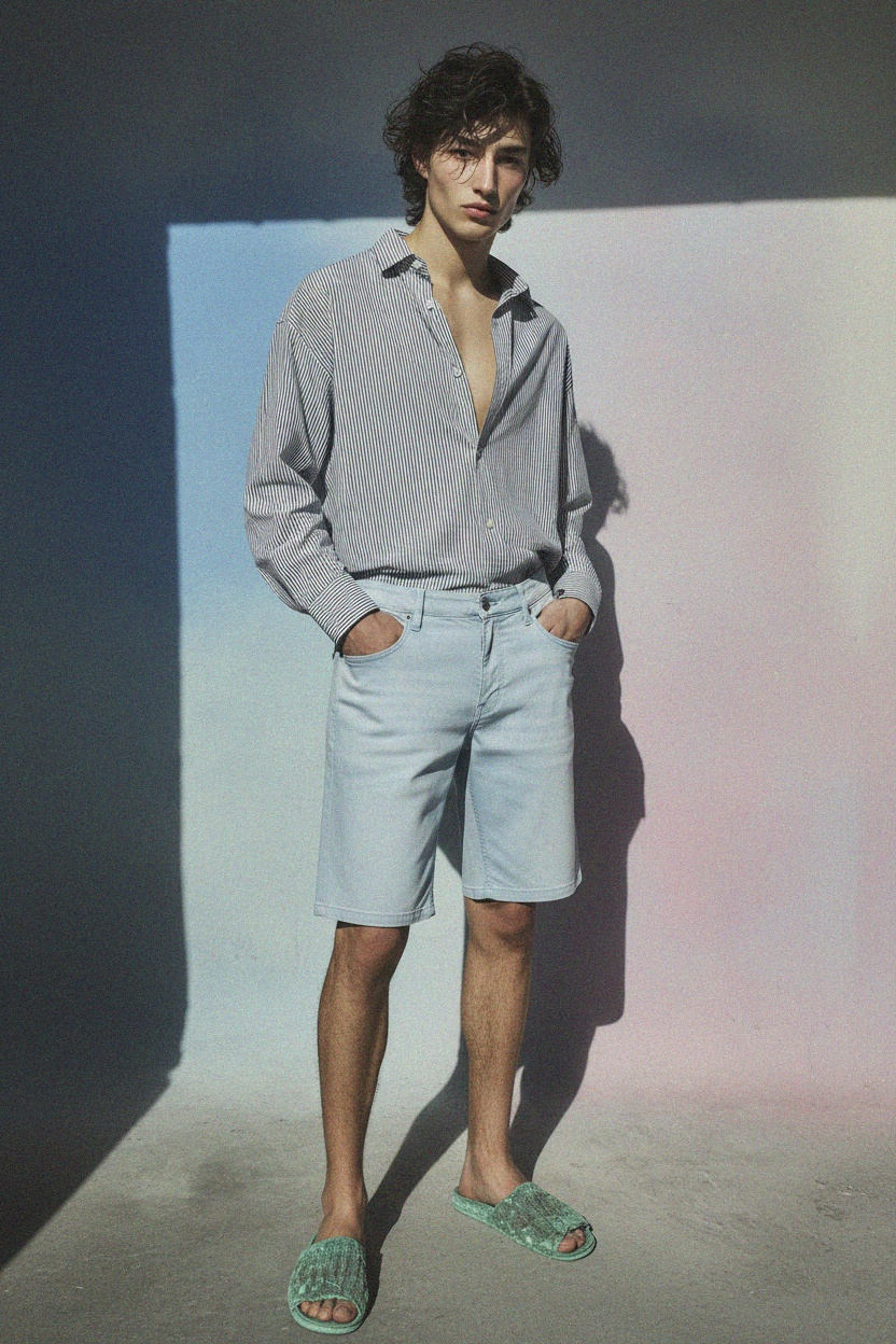 Light Blue Casual Shorts photo 3
