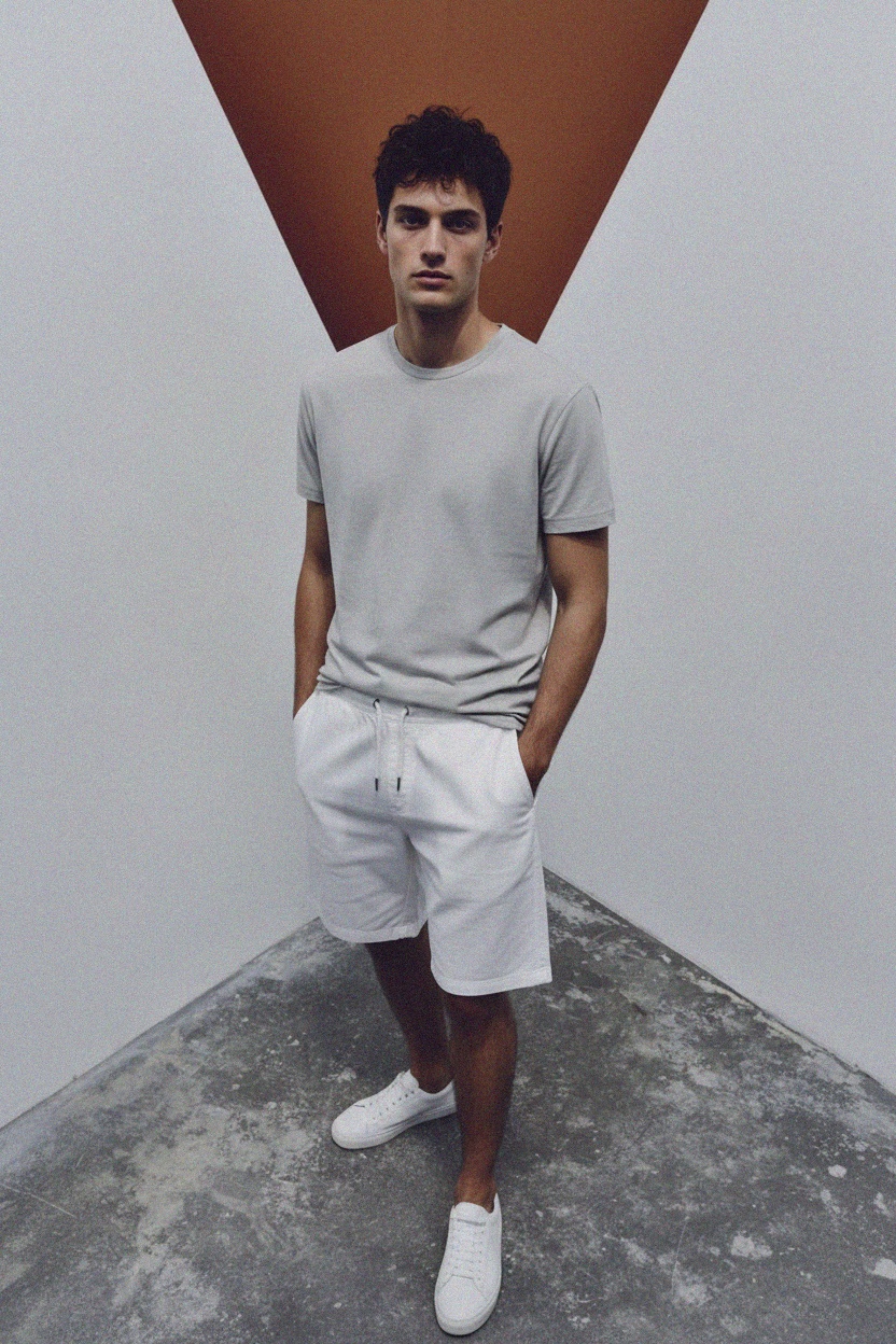 Classic White Casual Shorts photo 3