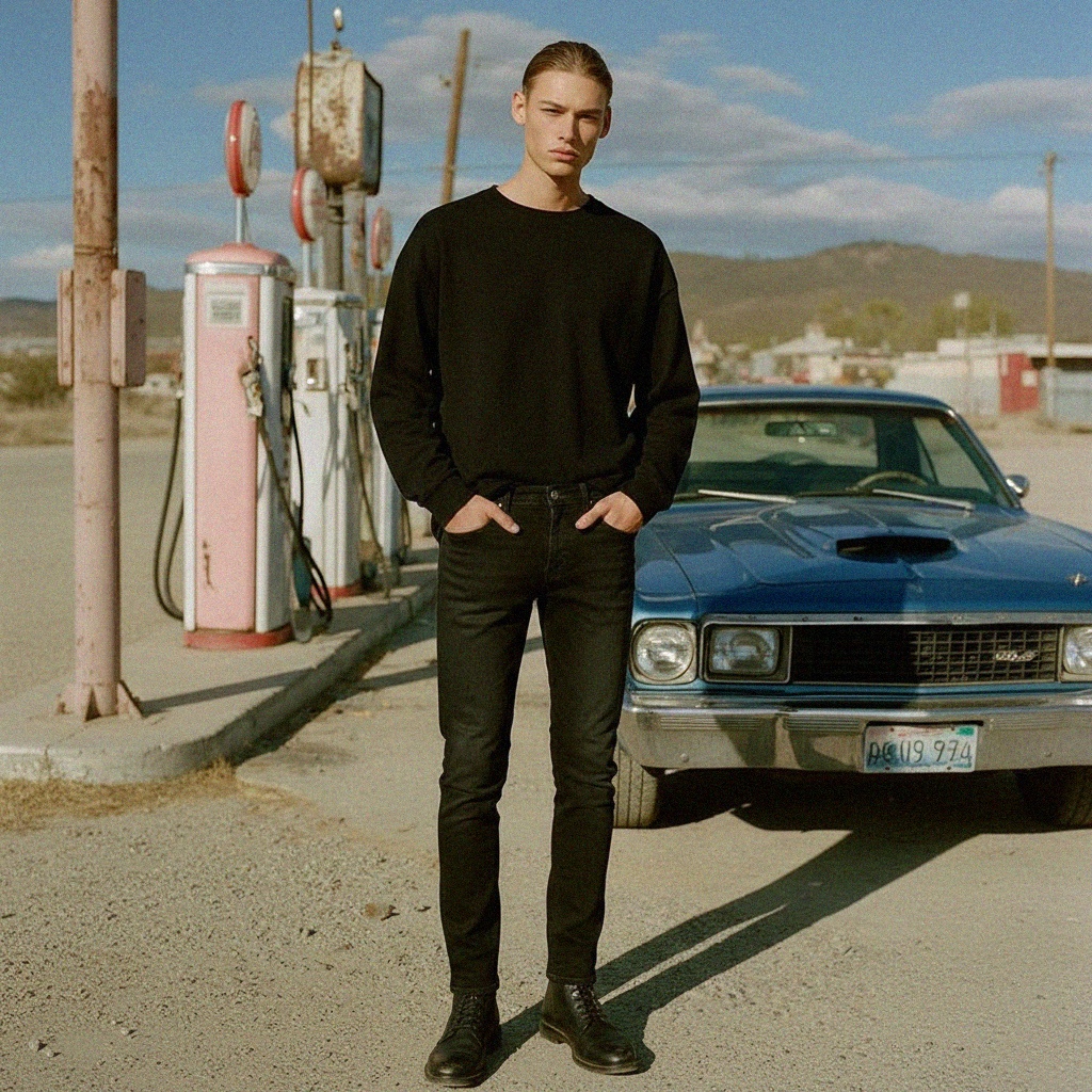 Classic Black Slim Fit Denim Jeans photo 3