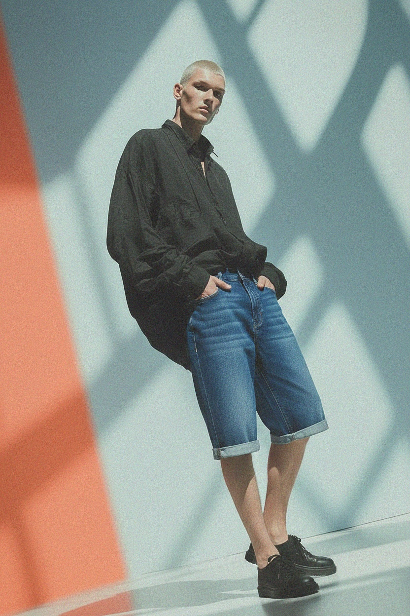 Comfortable Denim Shorts with Cuffed Hem photo 2