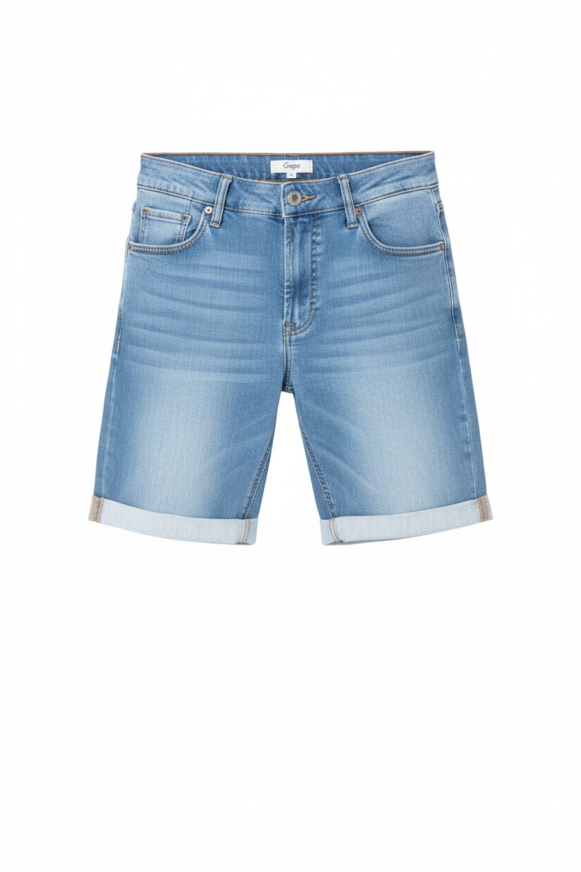 Cuffed Light Blue Denim Shorts photo 1