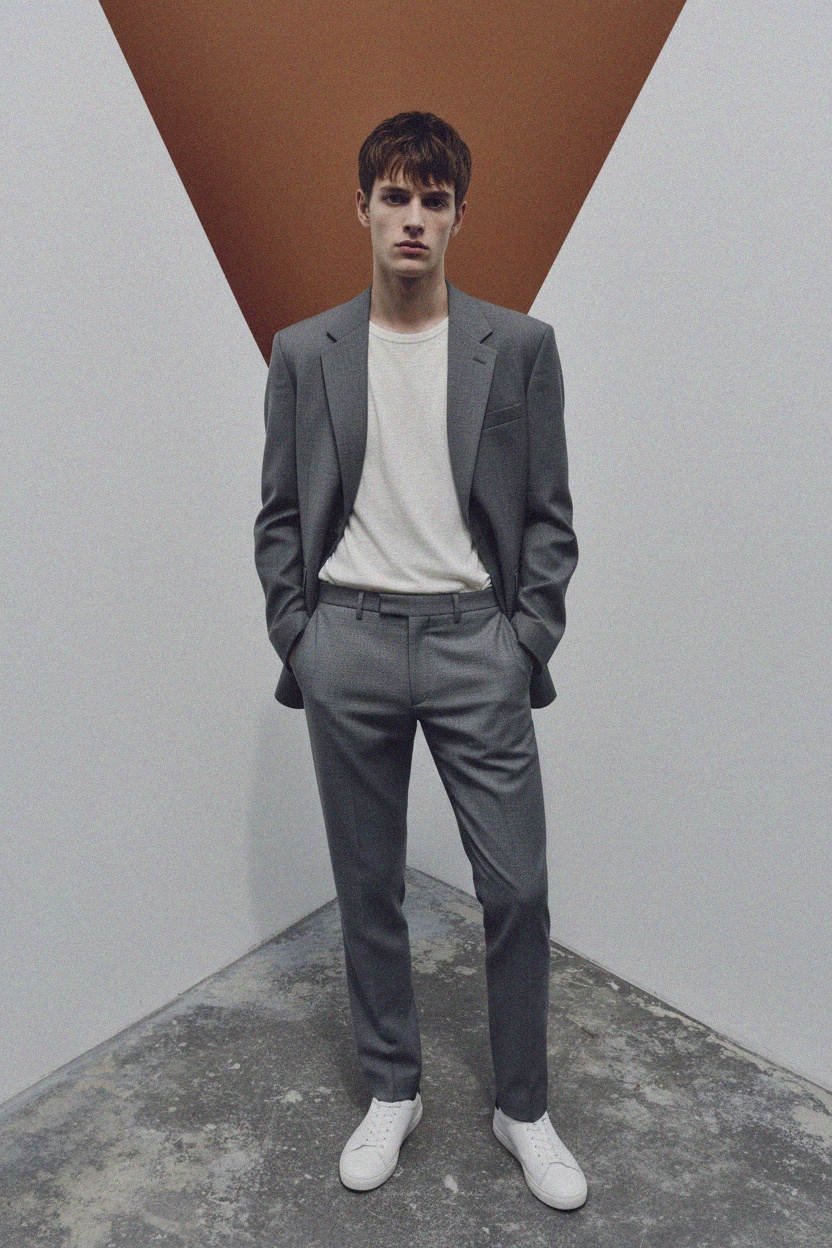 Classic Grey Regular Fit Trousers photo 3