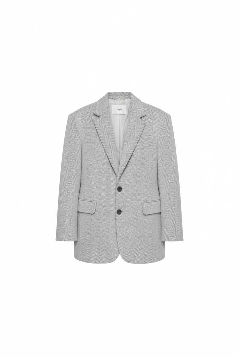 Oversized Grey Herringbone Blazer photo 1