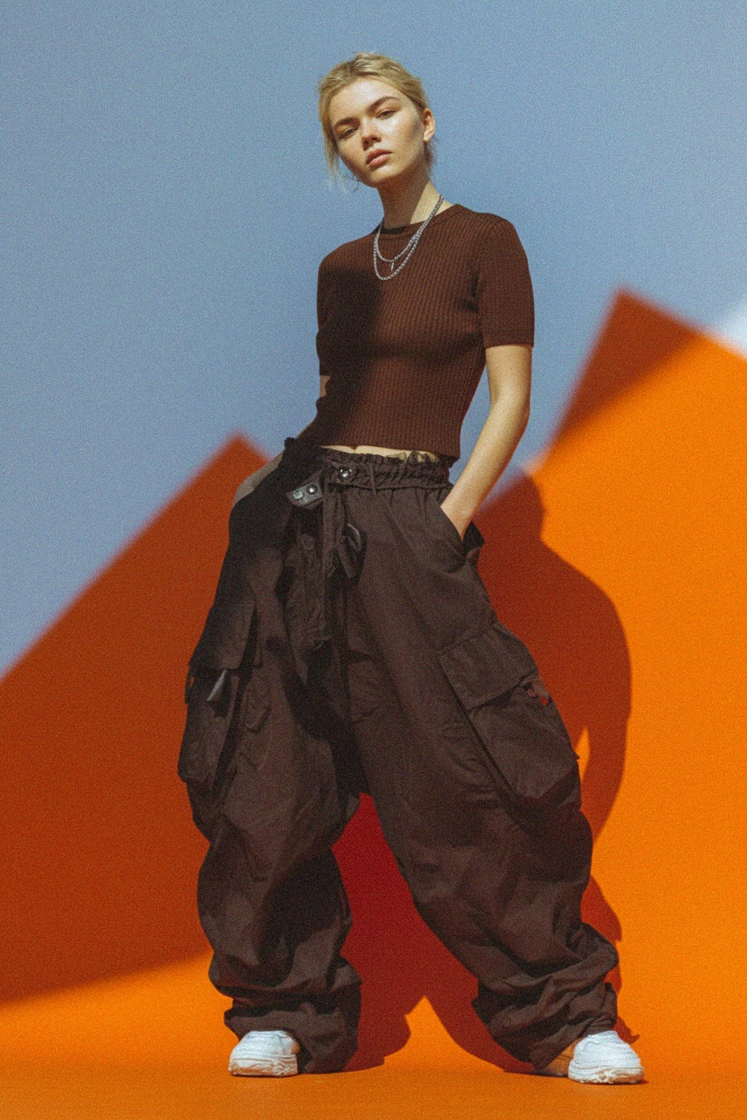 Ribbed Knit Short Sleeve Top in Rich Brown photo 3