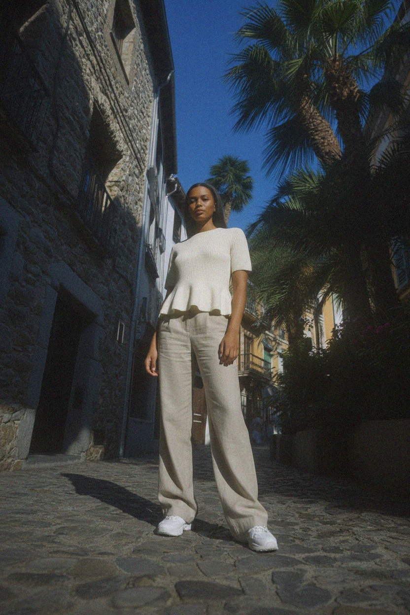 Ribbed Short Sleeve Knit Top photo 3