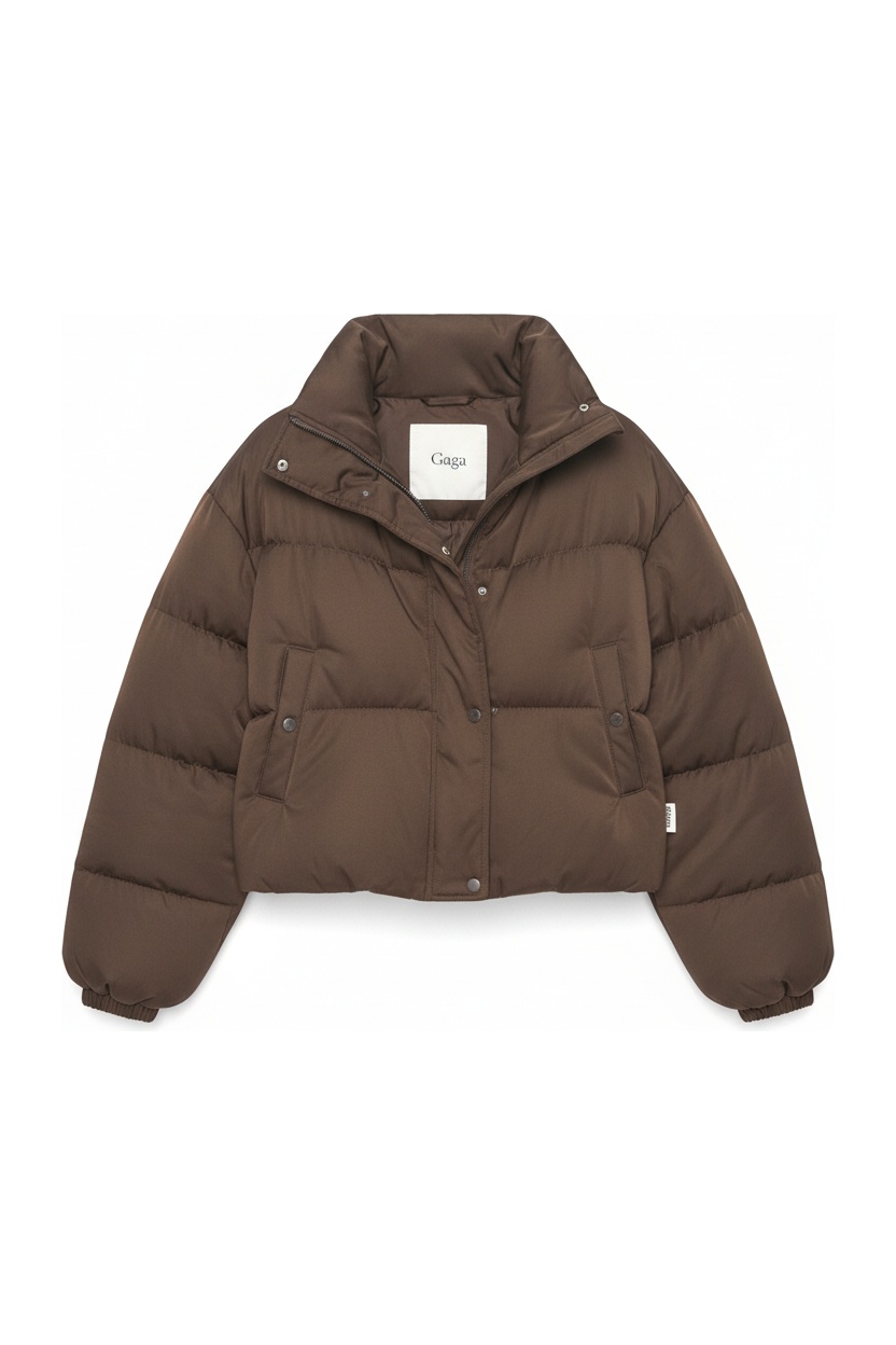 Cropped Brown Puffer Jacket photo 1