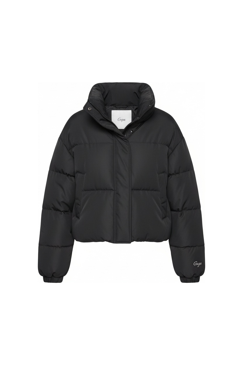 Black Cropped Puffer Jacket photo 1