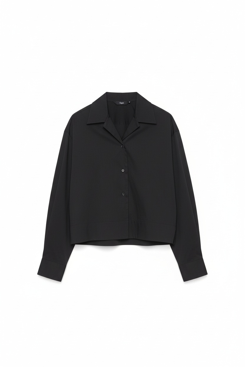 Black Relaxed Fit Camp Collar Shirt photo 1