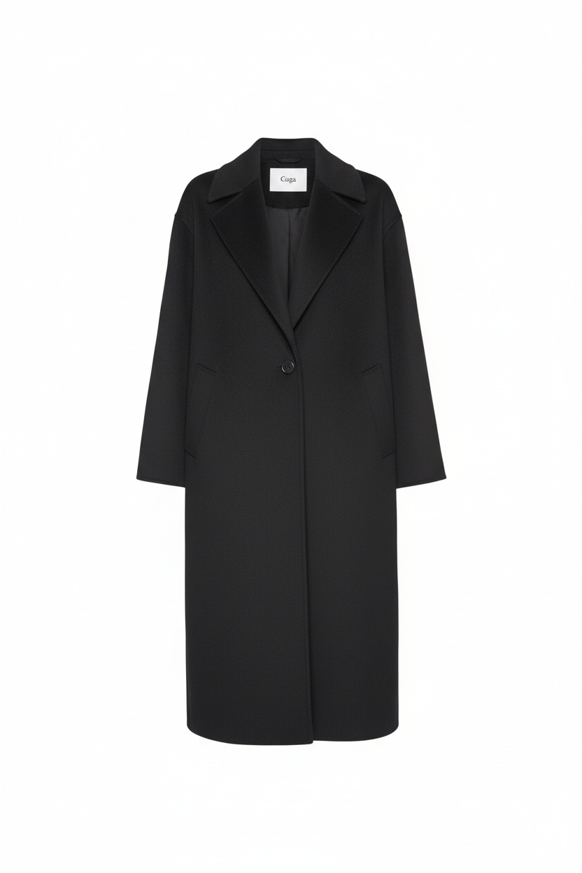 Elegant Black Oversized Long Coat photo 1