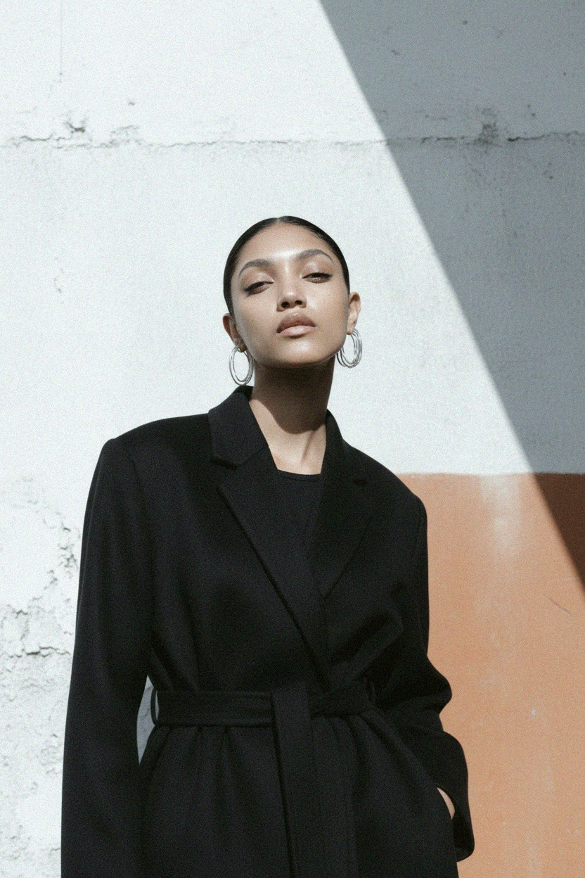 Black Belted Wrap Coat photo 2