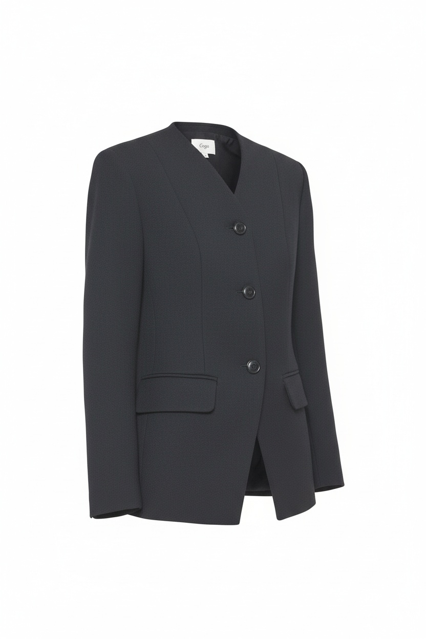 Classic Black Button-Front Blazer photo 1