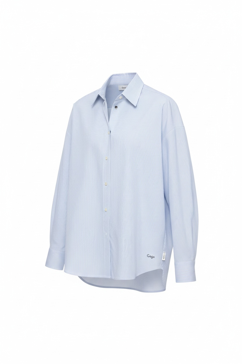 Oversize Pinstripe Button-Up Shirt photo 1