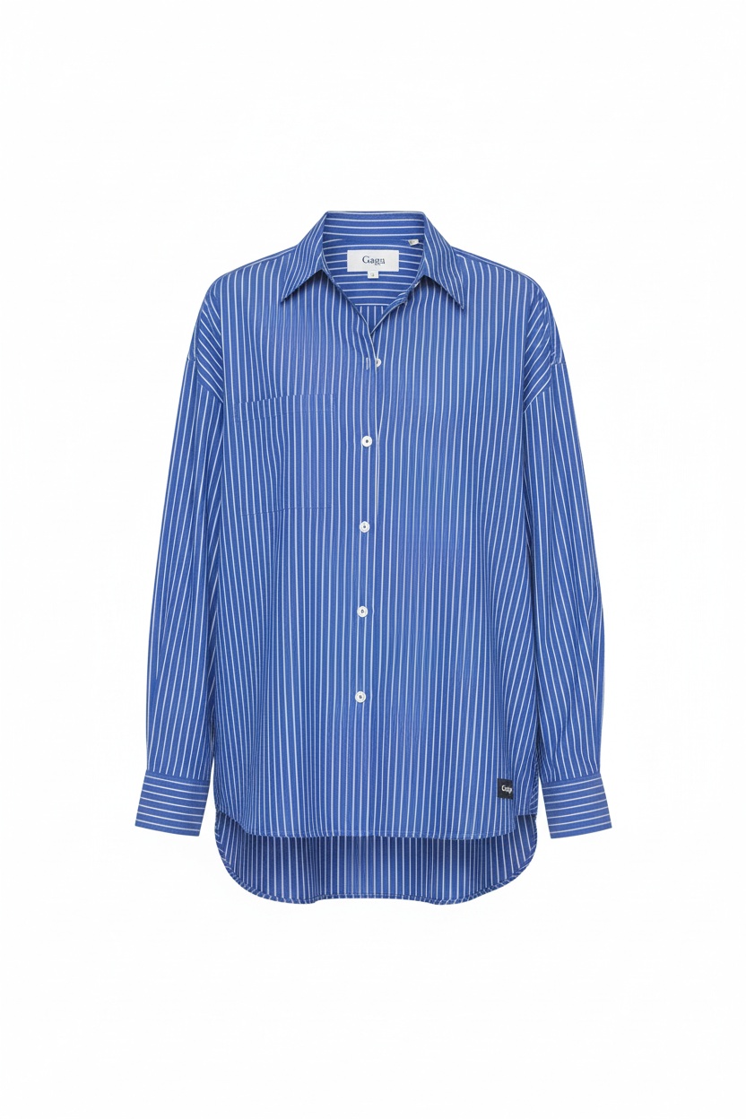 Oversize Blue Striped Button-Up Shirt photo 1
