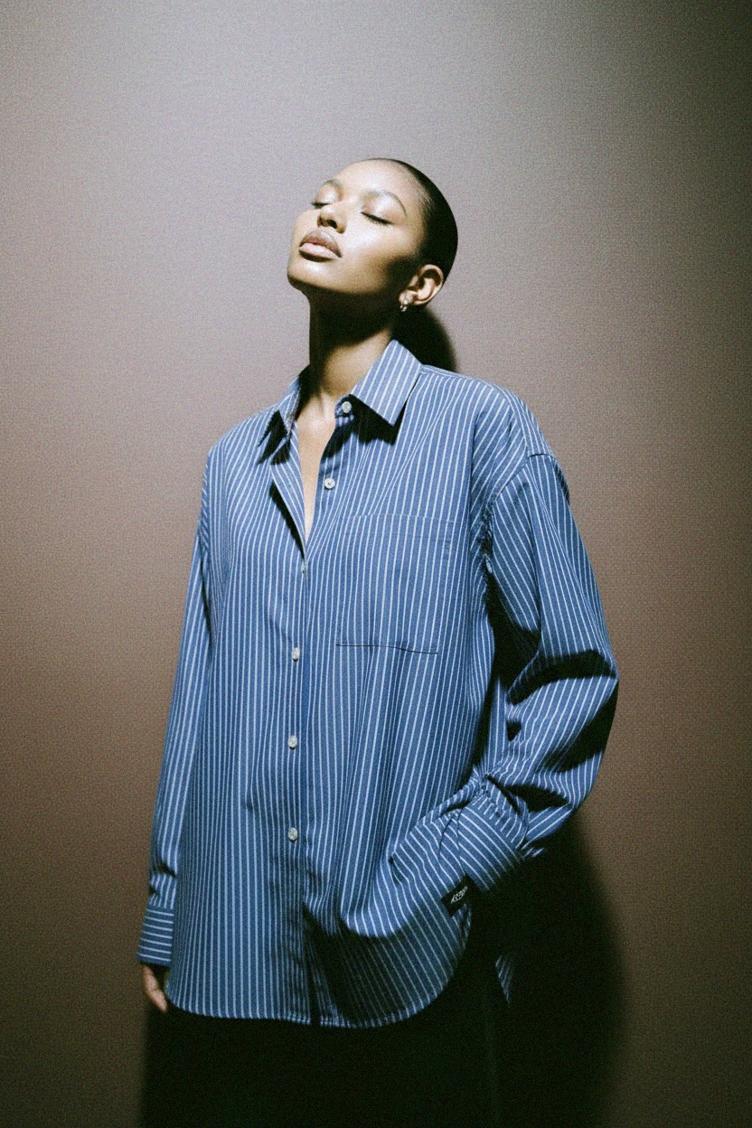 Oversize Blue Striped Button-Up Shirt photo 2