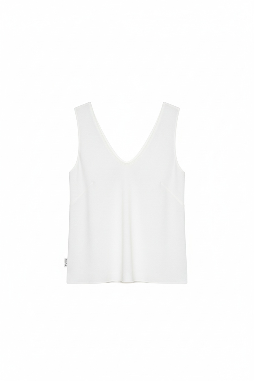 White Relaxed V-Neck Tank Top photo 1