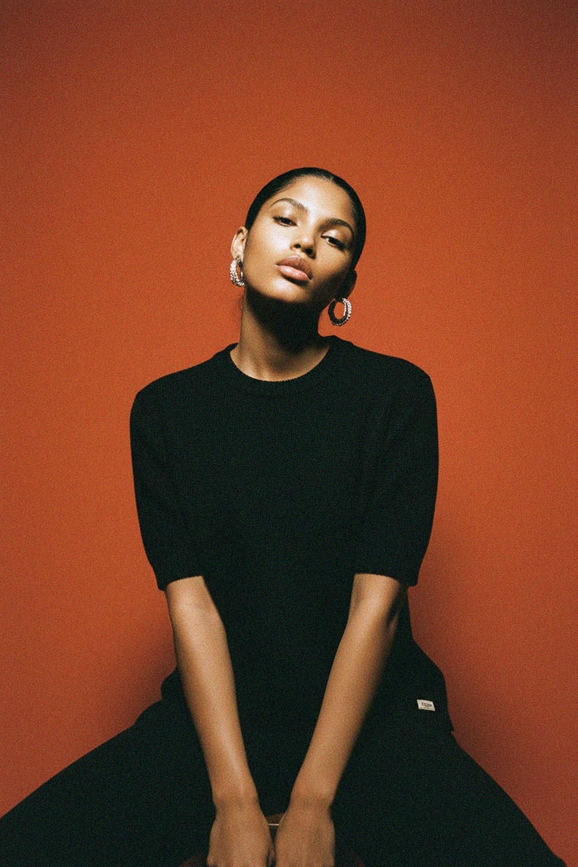 Black Knit Short Sleeve Top photo 2