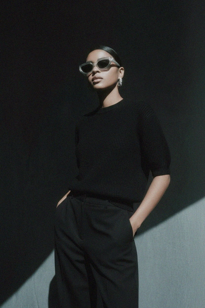 Black Knit Short Sleeve Top photo 3