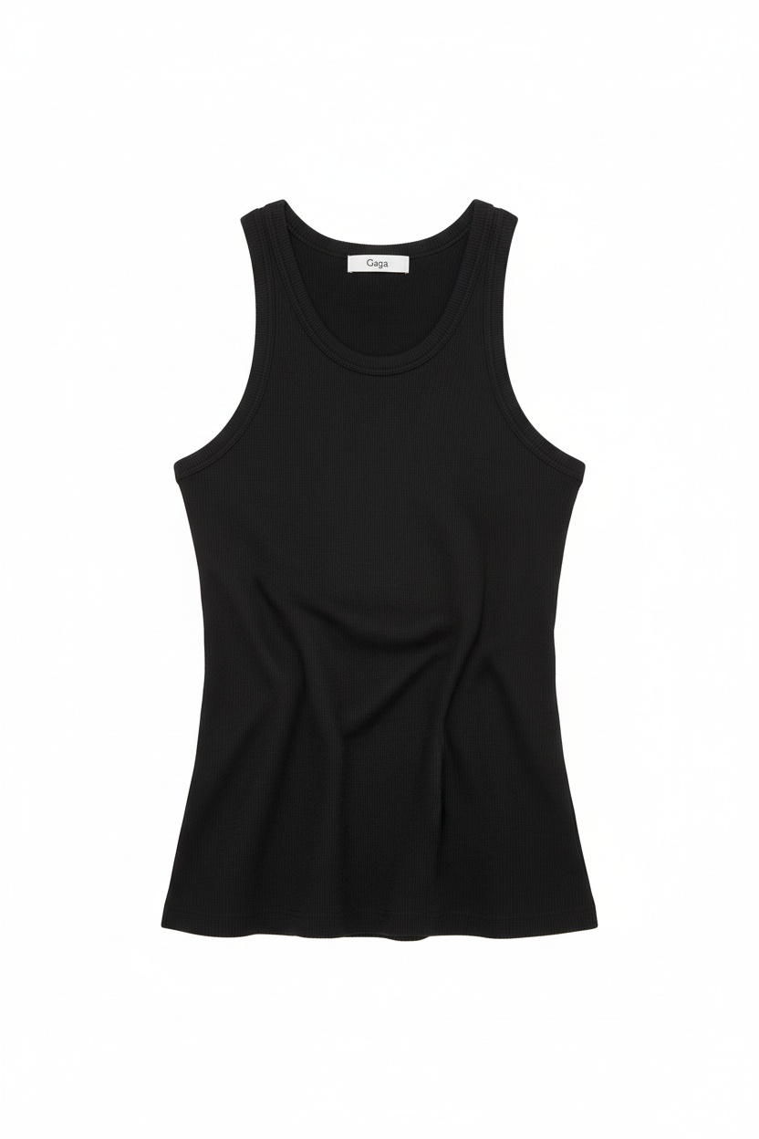 Classic Black Ribbed Tank Top photo 1