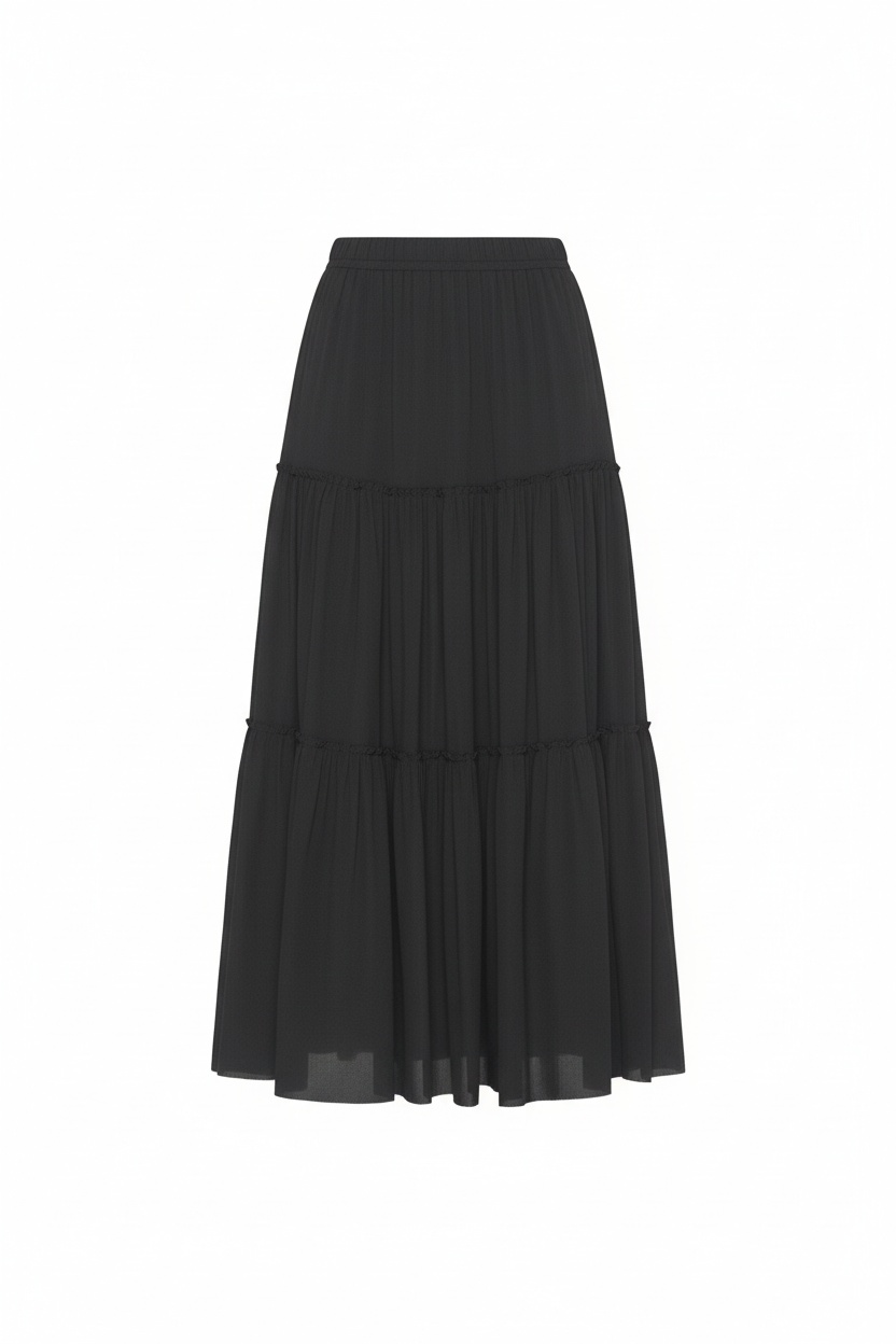 Tiered Black Maxi Skirt photo 1