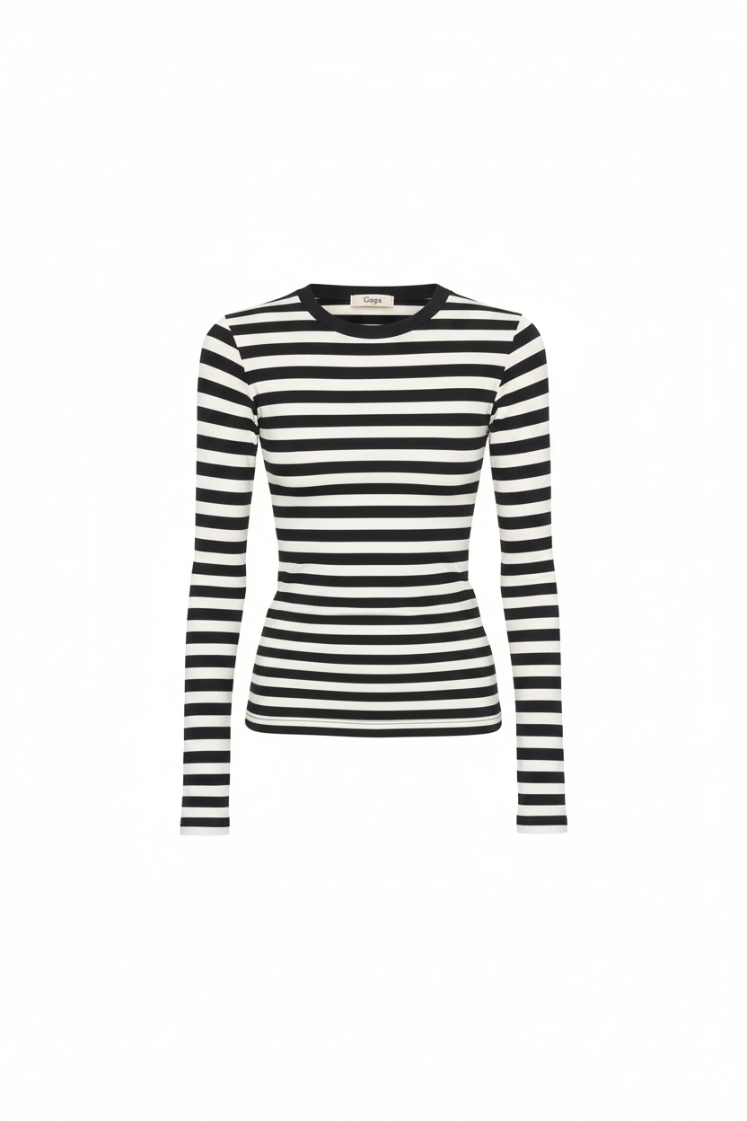 Fitted Long-Sleeve Striped Top photo 1
