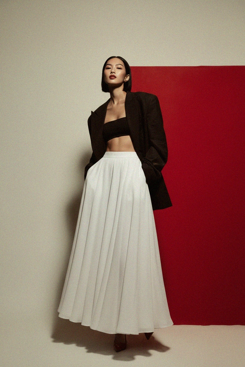 Flowy White Maxi Skirt photo 2