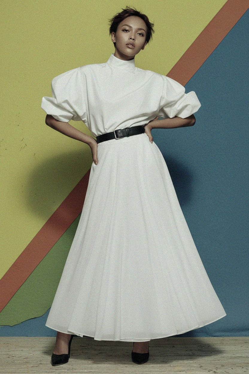 Flowy White Maxi Skirt photo 3