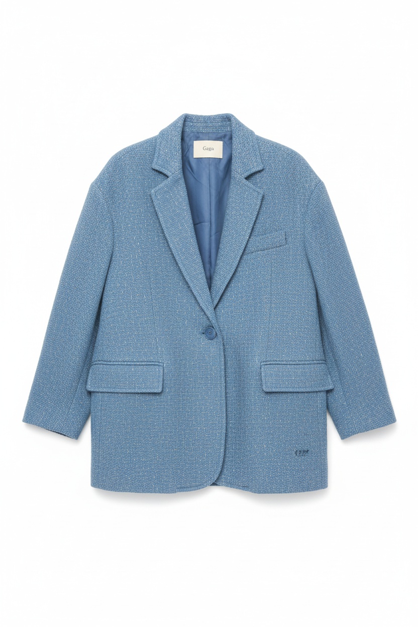 Oversize Blue Textured Blazer photo 1