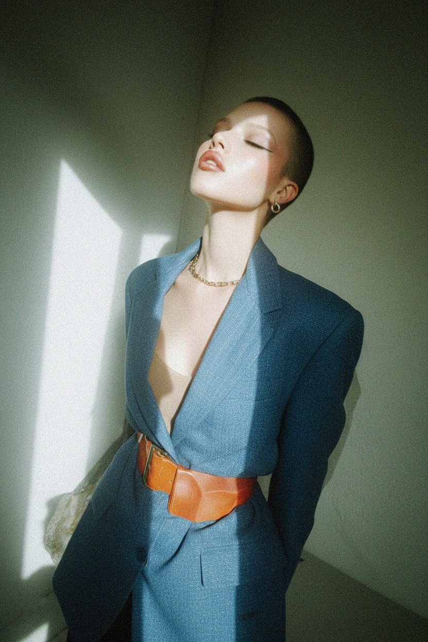 Oversize Blue Textured Blazer photo 2