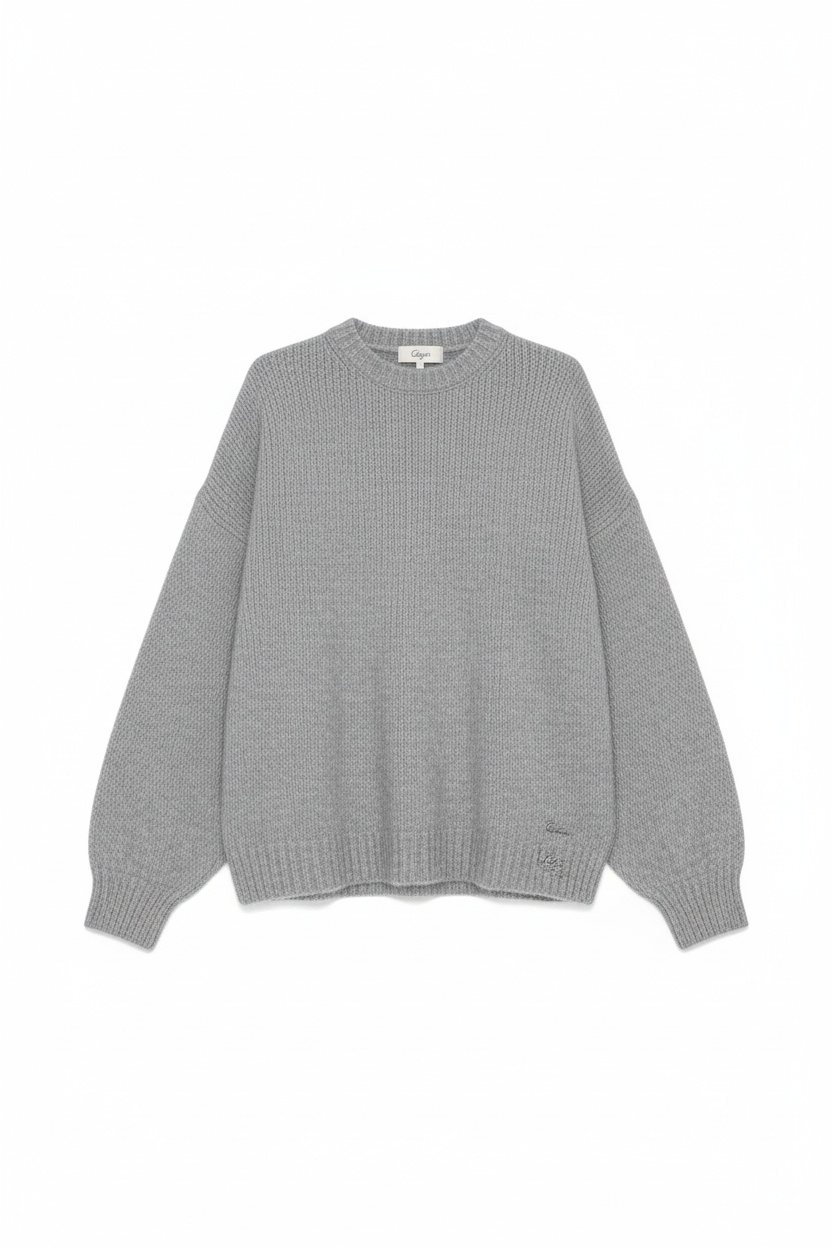 Oversized Grey Knit Sweater photo 1