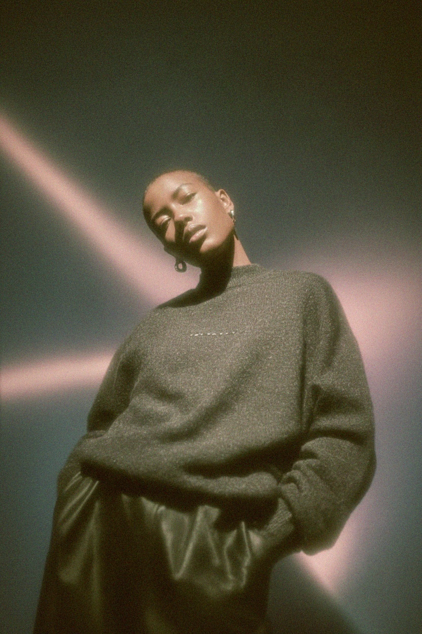 Oversized Grey Knit Sweater photo 2