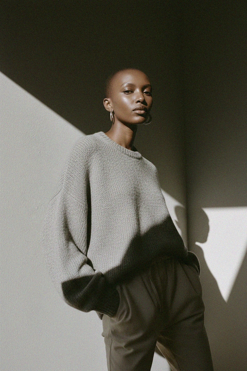 Oversized Grey Knit Sweater photo 3