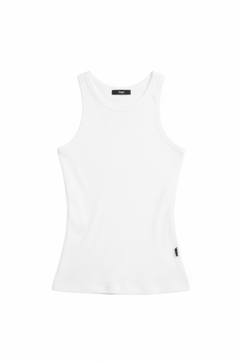 Essential White Ribbed Racerback Tank Top photo 1