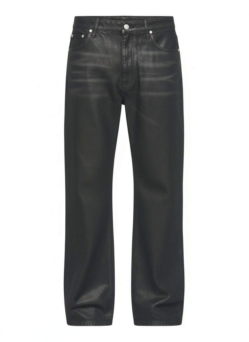 Black Coated Wide-Leg Jeans photo 1