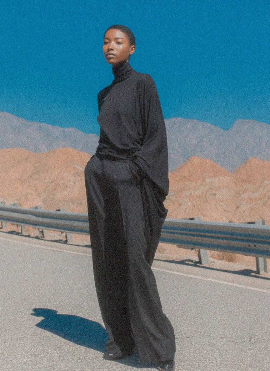 Black Coated Wide-Leg Jeans photo 2