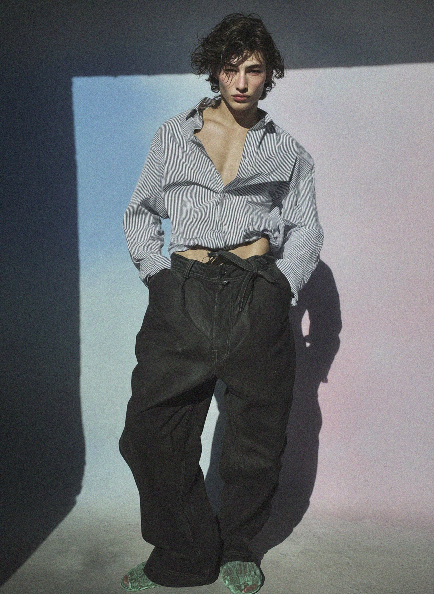 Black Coated Wide-Leg Jeans photo 3