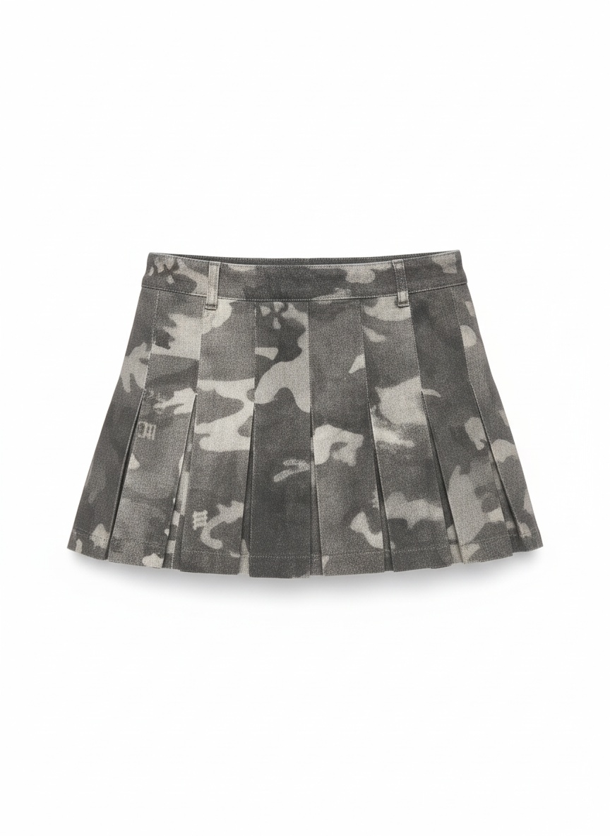 Pleated Camouflage Mini Skirt photo 1