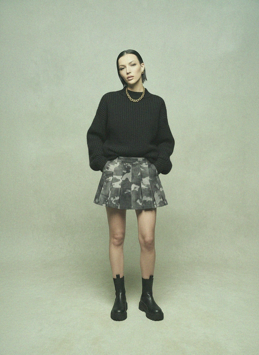Pleated Camouflage Mini Skirt photo 3